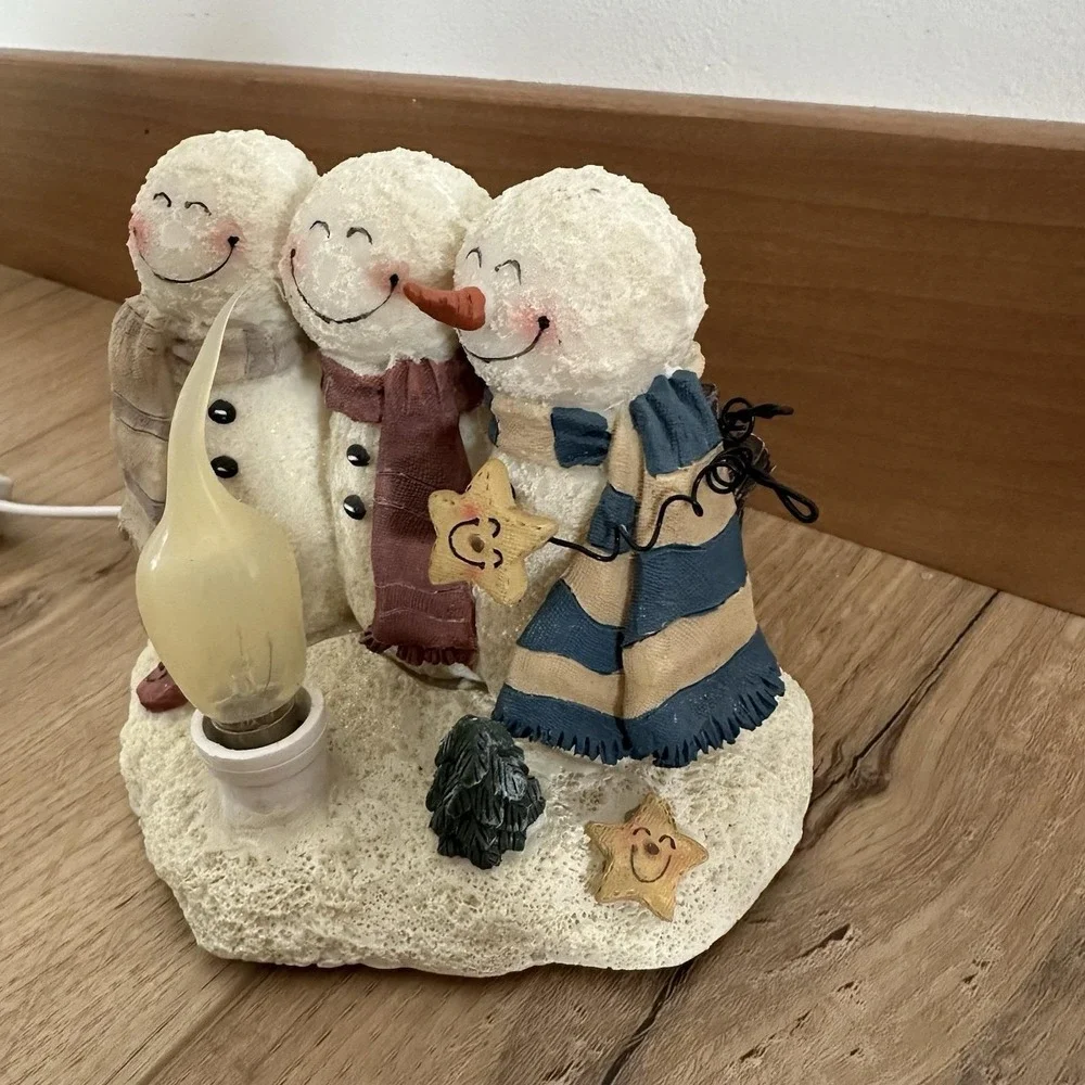 VTG Crazy Mountain Snowman Figurine Night Light Lamp Winter Christmas‎ Plug In